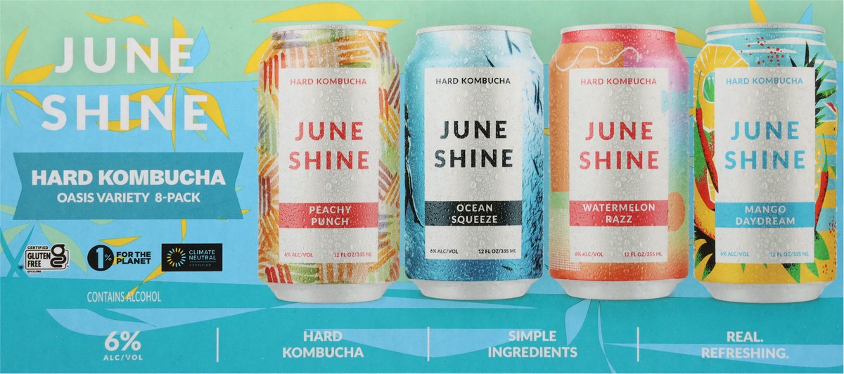 slide 9 of 13, JuneShine Hard Kombucha Oasis Variety 8 - 12 fl oz Cans, 8 ct