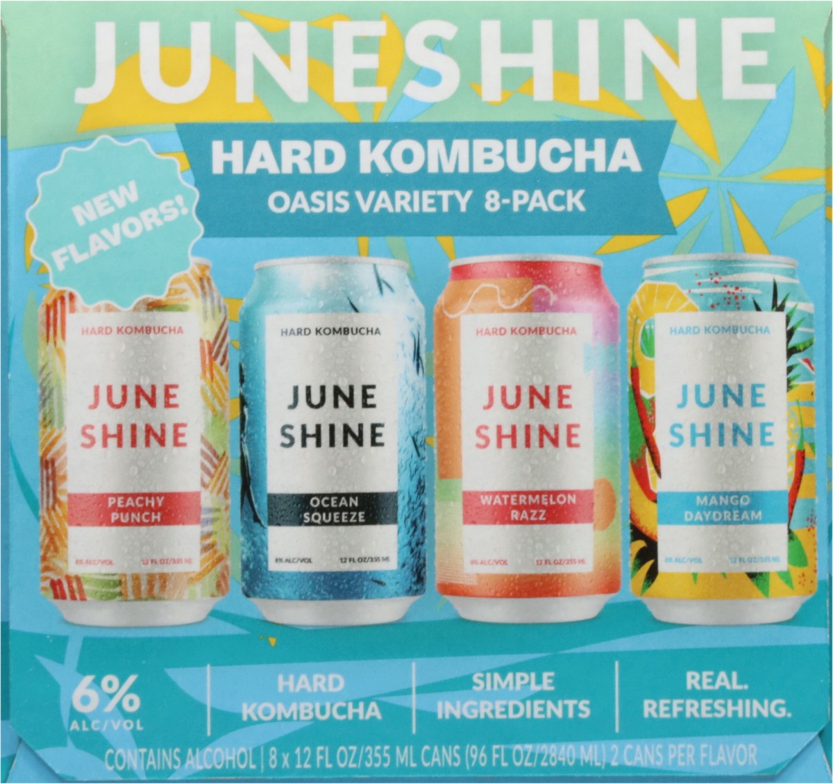 slide 11 of 13, JuneShine Hard Kombucha Oasis Variety 8 - 12 fl oz Cans, 8 ct