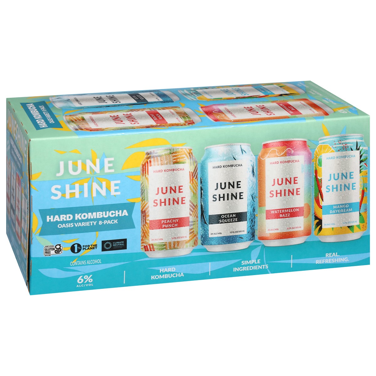 slide 10 of 13, JuneShine Hard Kombucha Oasis Variety 8 - 12 fl oz Cans, 8 ct