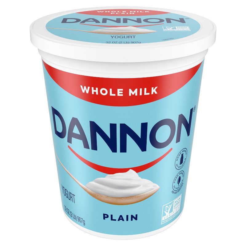 slide 2 of 8, Dannon Whole Milk Non-GMO Project Verified Plain Yogurt - 32oz Tub, 32 oz