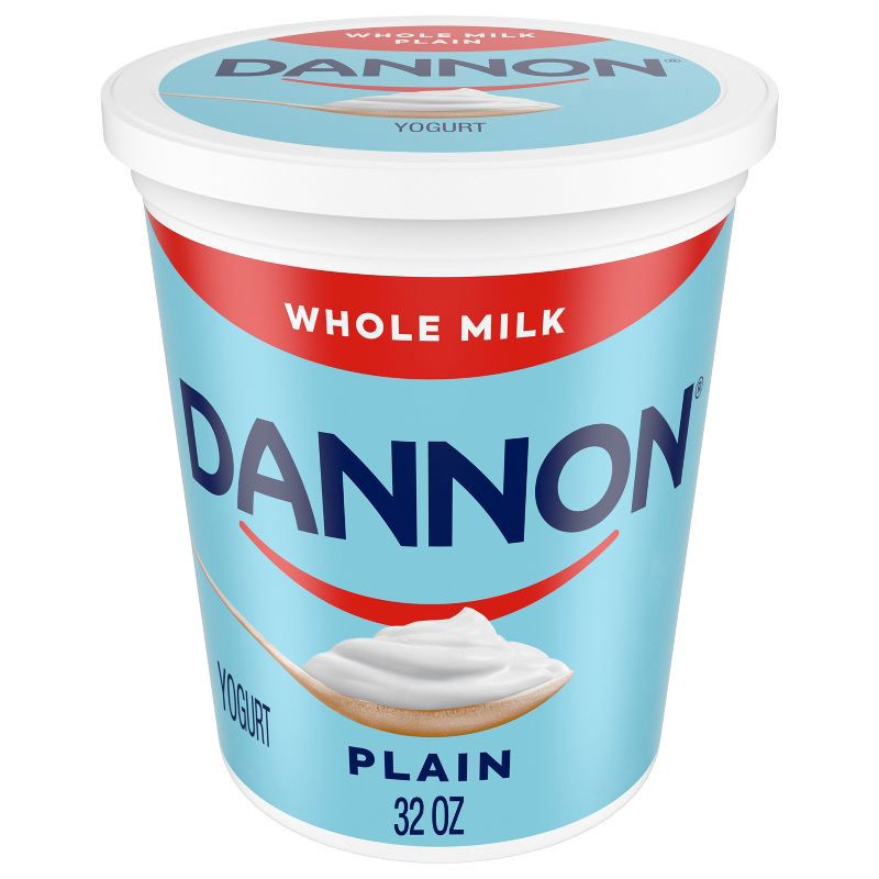 slide 1 of 12, Dannon Whole Milk Non-GMO Project Verified Plain Yogurt - 32oz Tub, 32 oz