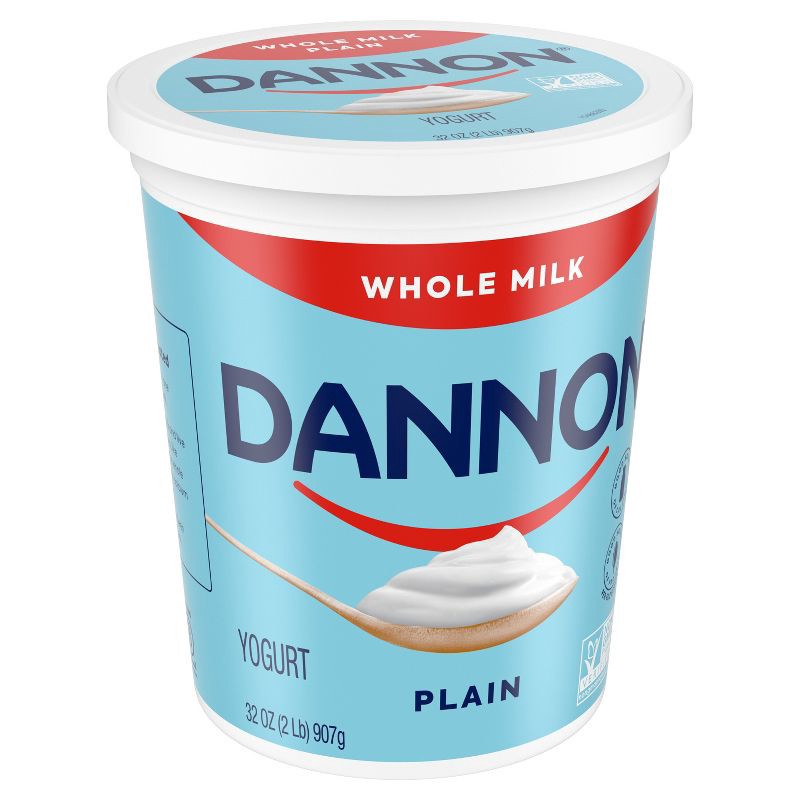 slide 7 of 12, Dannon Whole Milk Non-GMO Project Verified Plain Yogurt - 32oz Tub, 32 oz