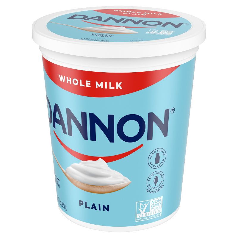 slide 8 of 8, Dannon Whole Milk Non-GMO Project Verified Plain Yogurt - 32oz Tub, 32 oz