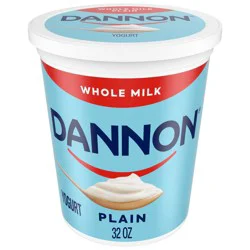 Dannon Whole Milk Non-GMO Project Verified Plain Yogurt - 32oz Tub: Gluten-Free, 6g Protein