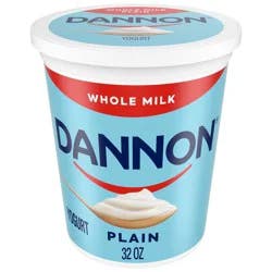 Dannon Whole Milk Non-GMO Project Verified Plain Yogurt - 32oz Tub: Gluten-Free, 6g Protein