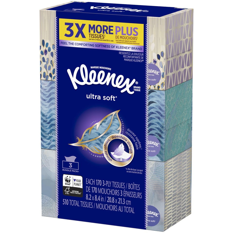 slide 3 of 3, Kleenex Ultra Soft Facial Tissue, 3 ct