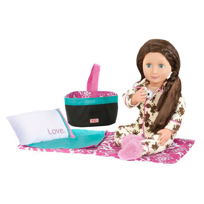 slide 3 of 4, Our Generation Slumber Party with Sleeping Bag Doll Accessory Set for 18" Dolls, 1 ct