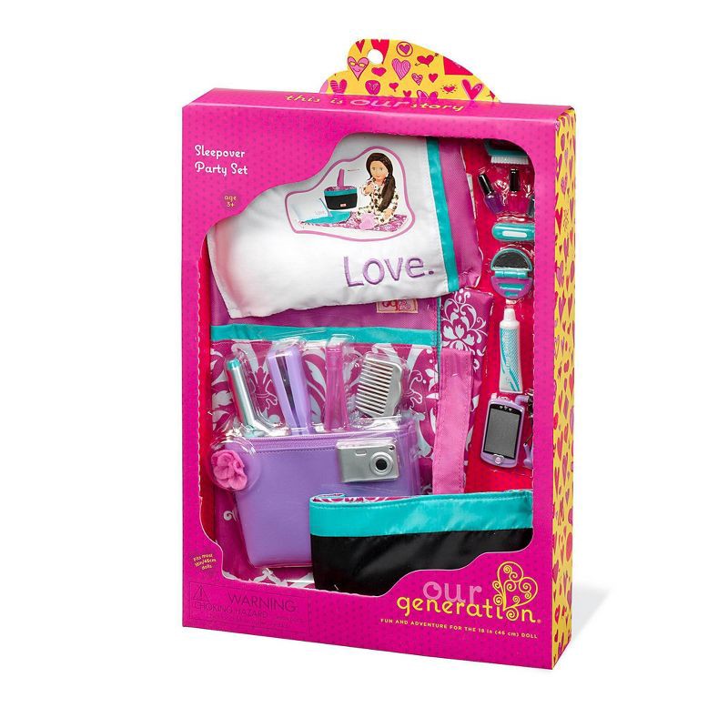 slide 4 of 4, Our Generation Slumber Party with Sleeping Bag Doll Accessory Set for 18" Dolls, 1 ct