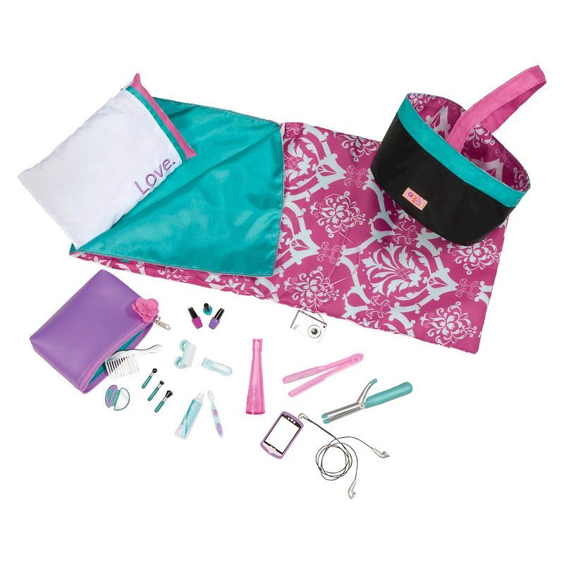 slide 1 of 4, Our Generation Slumber Party with Sleeping Bag Doll Accessory Set for 18" Dolls, 1 ct