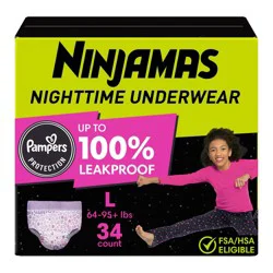 Pampers Ninjamas Nighttime Bedwetting Underwear Girl' - Size L/XL - 34ct