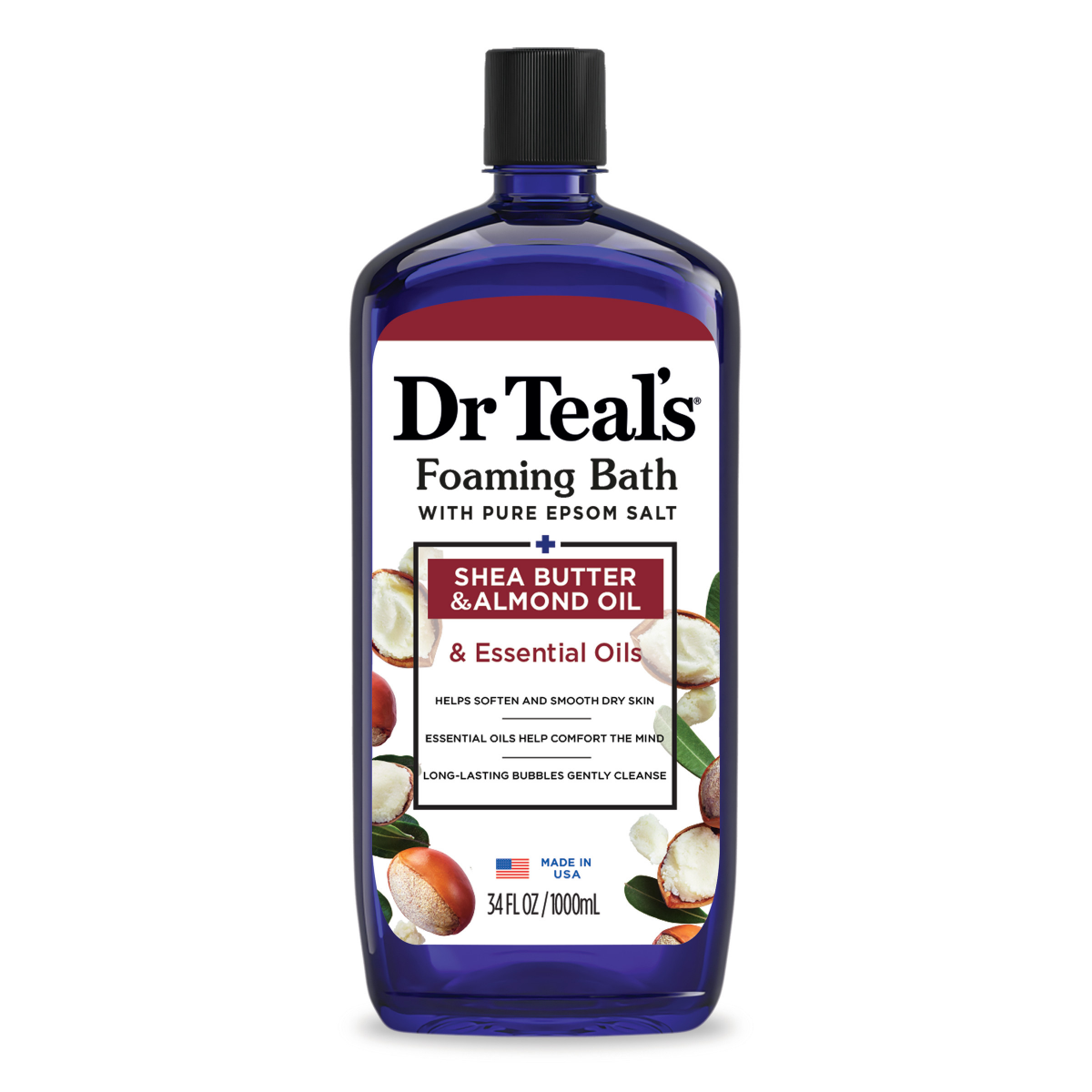 slide 1 of 29, Dr. Teal's Foaming Bath with Pure Epsom Salt Shea Butter & Almond Oil, 34 oz