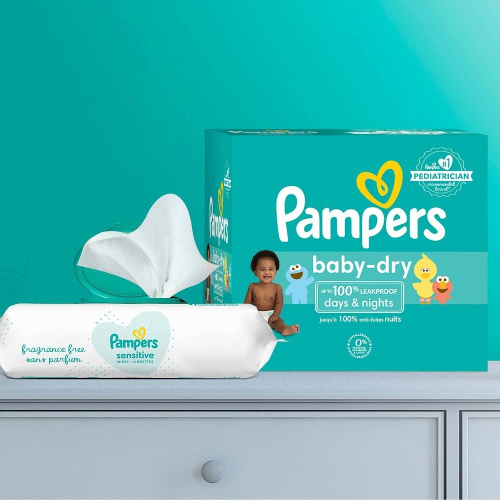 slide 8 of 9, Pampers Baby-Dry Sesame Street Diapers Size 4 (22-37 lb) Jumbo Pack 28 ea, 28 ct