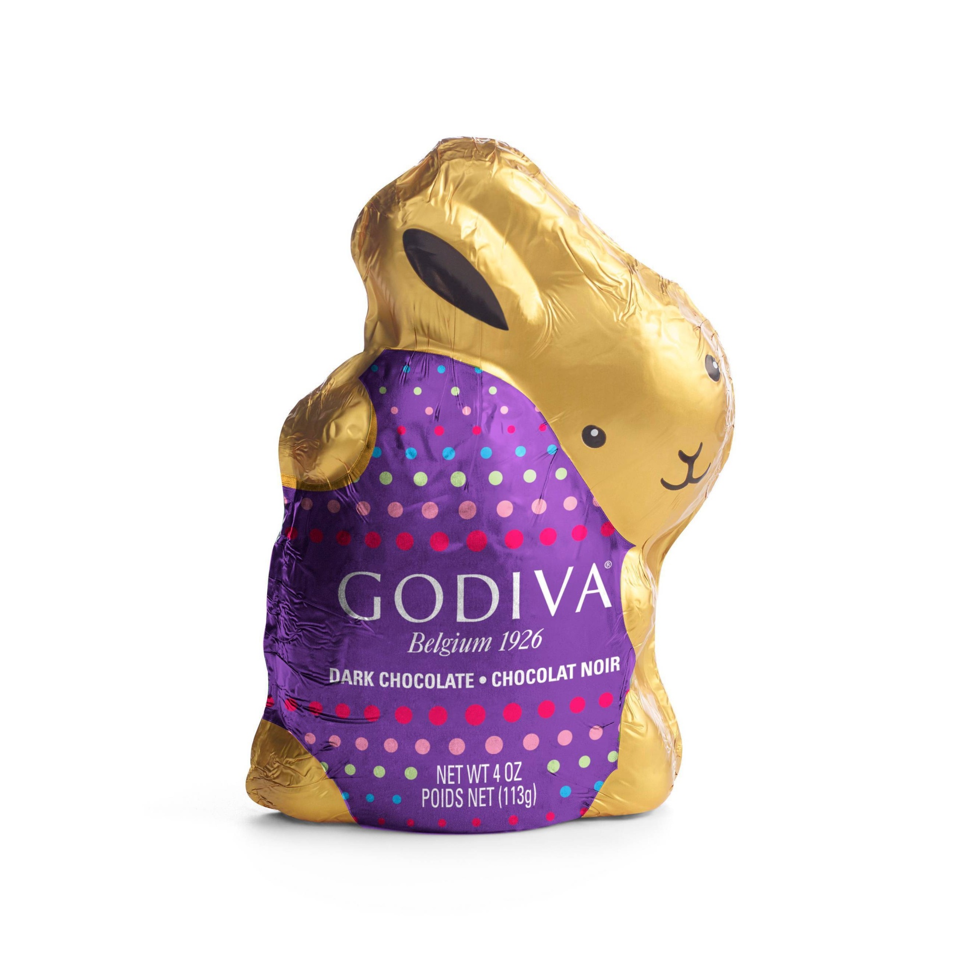 slide 1 of 3, Godiva Easter Dark Chocolate Foil Bunny, 4 oz