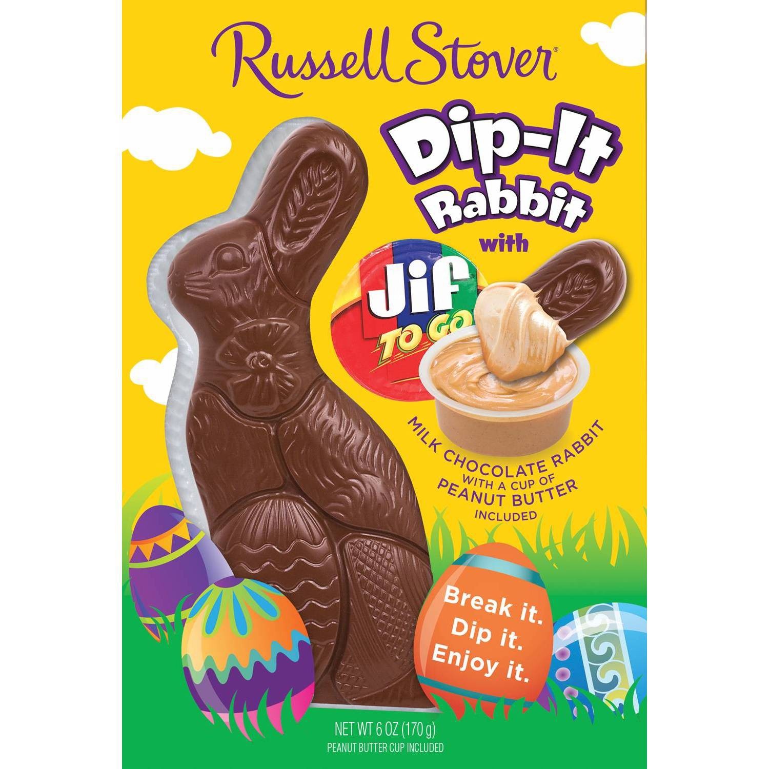 slide 1 of 1, Russell Stover Easter Milk Chocolate Dip-It Rabbit, 6 oz