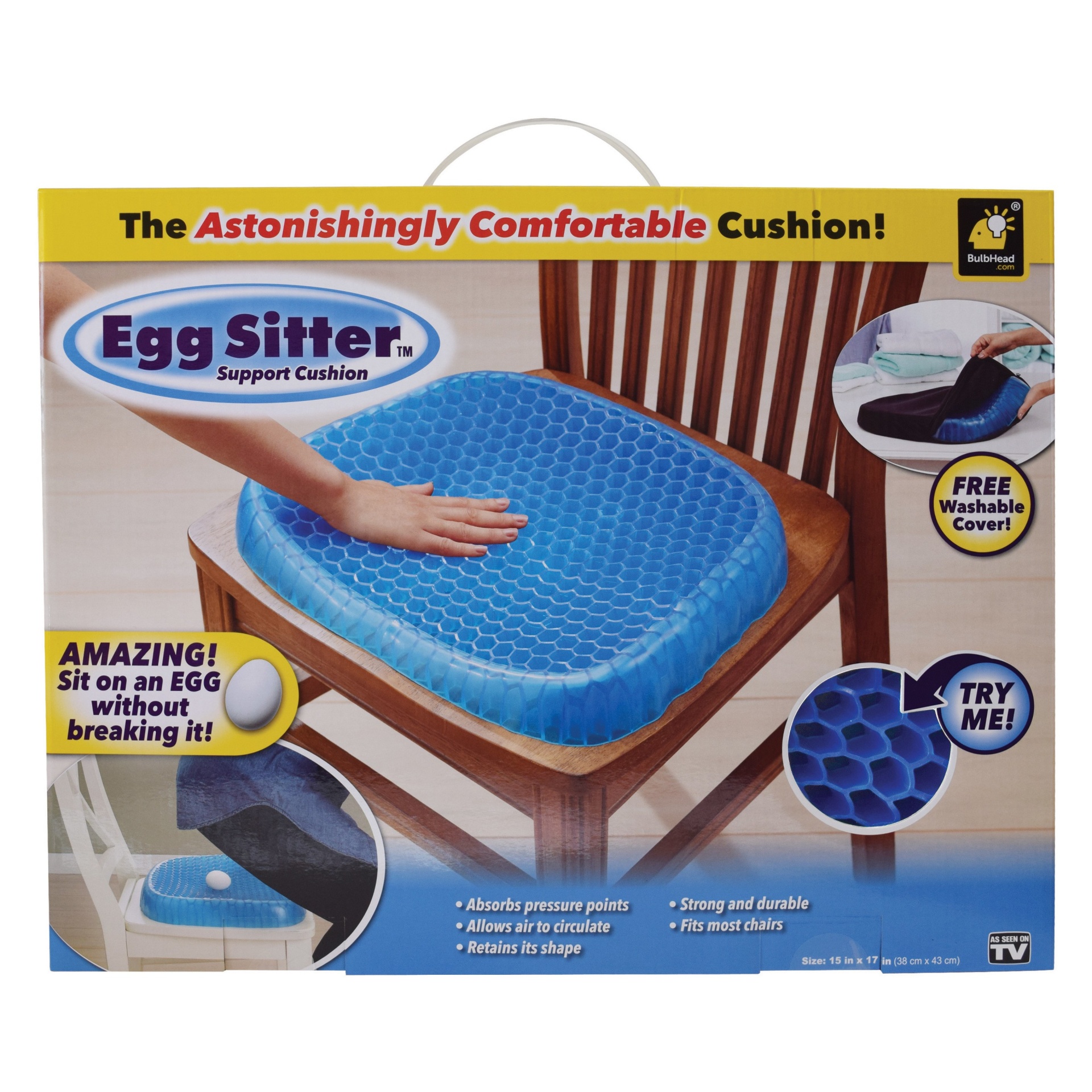 slide 1 of 5, As Seen on TV Egg Sitter Seat Cushion Blue, 1 ct