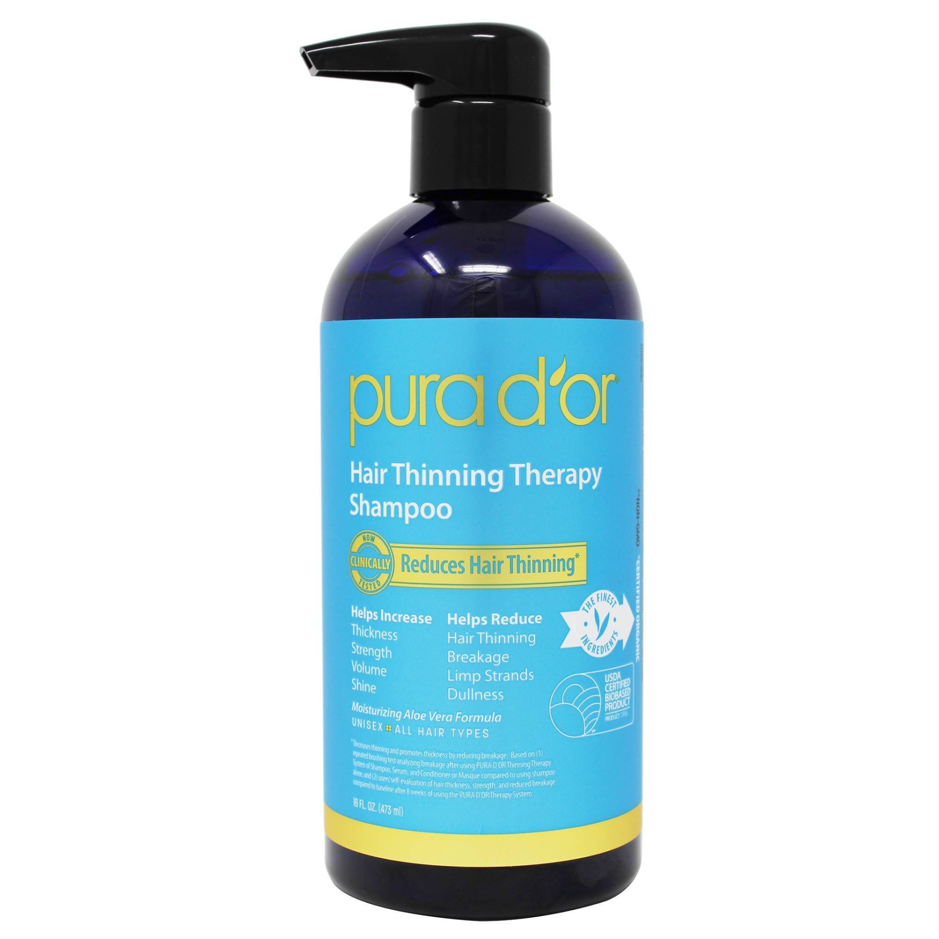 slide 1 of 3, PURA D'OR Hair Thinning Therapy Shampoo, 16 fl oz