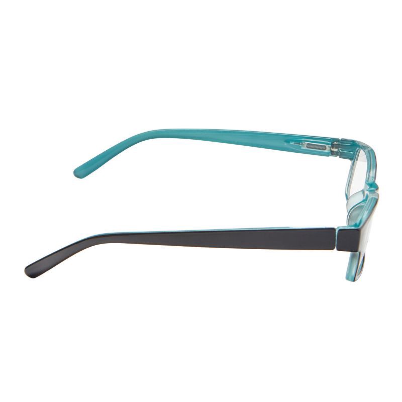 slide 4 of 7, ICU Eyewear Berryessa Large Black with Turquoise Interior Reading Glasses +1.25, 1 ct