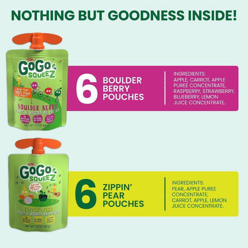 slide 2 of 9, GoGo SqueeZ Variety Fruit and Veggies Applesauce On-The-Go Pouch - 38.4oz, 38.4 oz