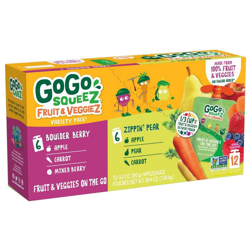 slide 2 of 5, GoGo SqueeZ Variety Fruit and Veggies Applesauce On-The-Go Pouch - 38.4oz, 38.4 oz