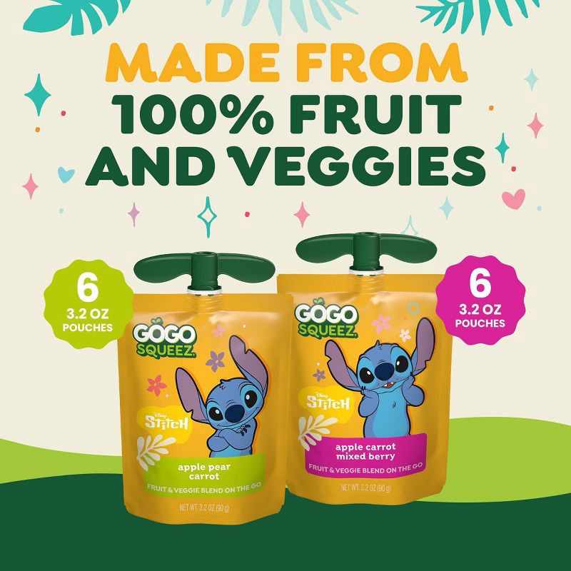 slide 3 of 10, GoGo squeeZ Fruit & VeggieZ Apple Pear Carrot and Apple Carrot Mixed Berry Blend Pouches - 38.4oz/12ct (Packaging May Vary), 38.4 oz, 12 ct