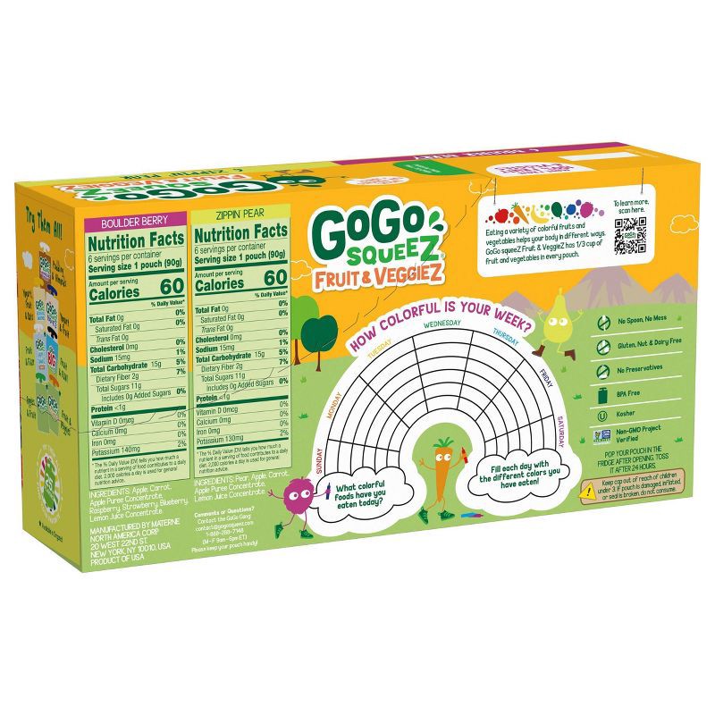 slide 3 of 7, GoGo SqueeZ Variety Fruit and Veggies Applesauce On-The-Go Pouch - 38.4oz, 38.4 oz