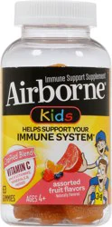 Airborne Kids Assorted Fruit Flavors Immune Support Supplement 63 Gummies