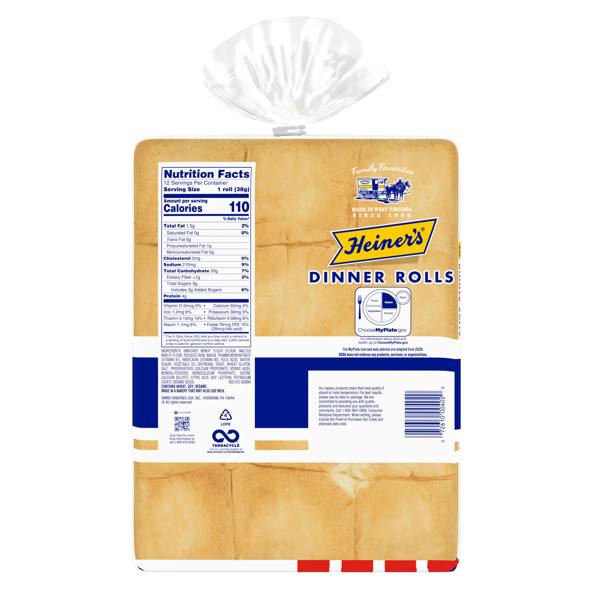 slide 2 of 5, Heiner's White (Club Pack) Dinner Rolls, 12 count, 16 oz, 12 ct