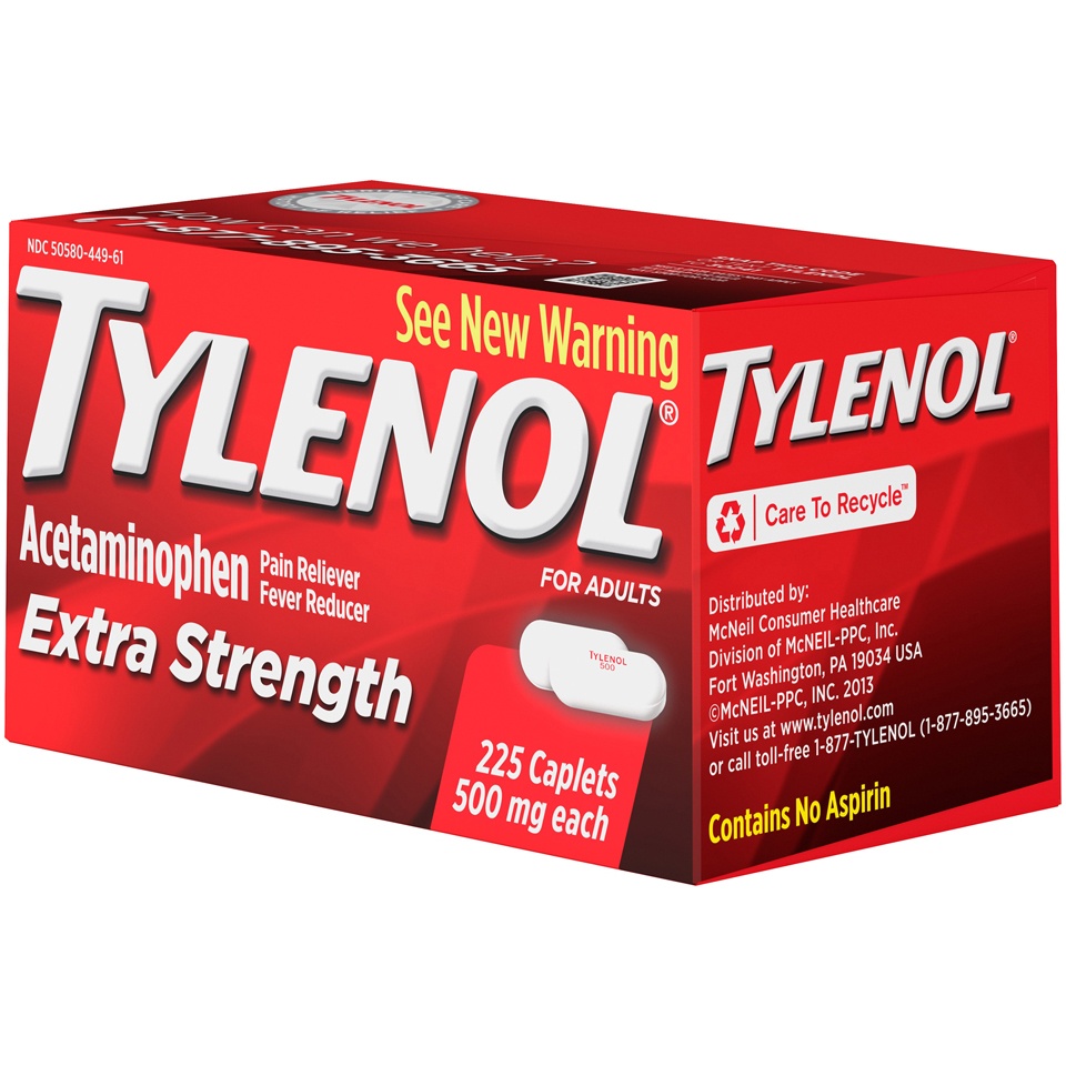 slide 3 of 6, Tylenol Extra Strength Caplets with Acetaminophen, Pain Reliever & Fever Reducer, Acetaminophen For Headache, Backache & Menstrual Pain Relief, 225 ct
