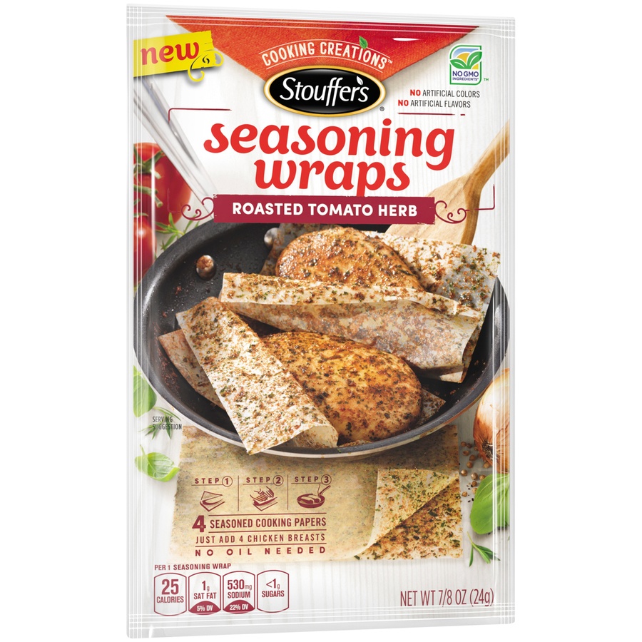 slide 6 of 8, Stouffer's Cooking Creations Roasted Tomato Herb Seasoning Wraps, 0.88 oz