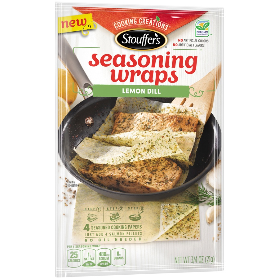 slide 2 of 8, Stouffer's Cooking Creations Lemon Dill Seasoning Wraps, 0.75 oz