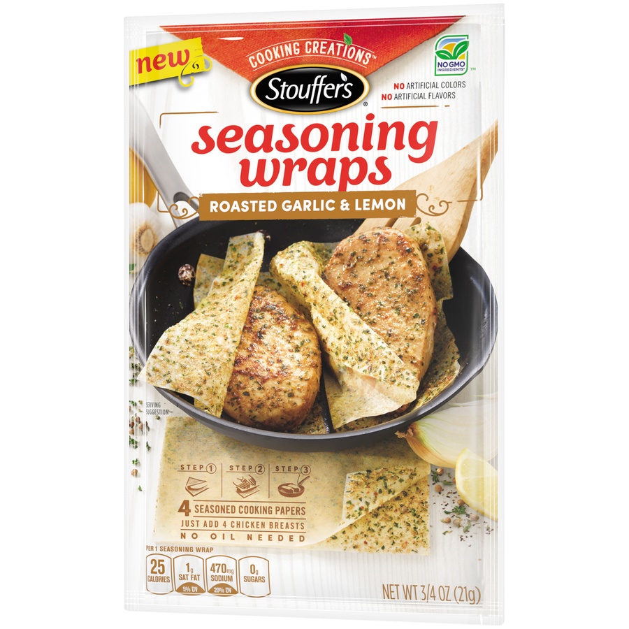 slide 8 of 8, Stouffer's Cooking Creations Roasted Garlic & Lemon Seasoning Wraps, 0.75 oz