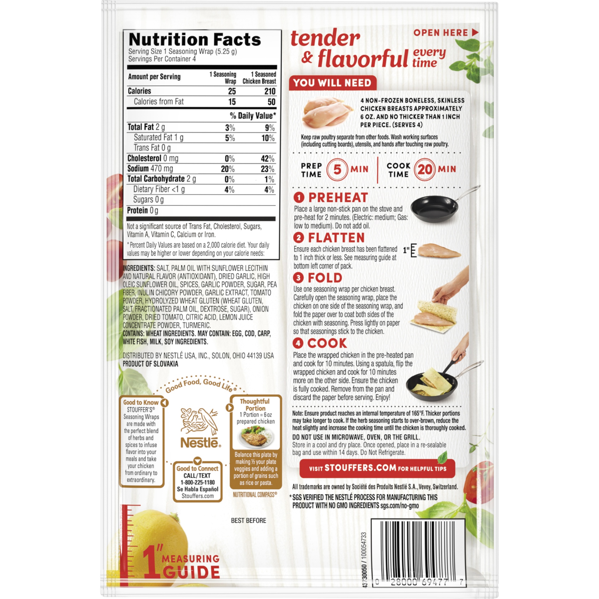 slide 7 of 8, Stouffer's Cooking Creations Roasted Garlic & Lemon Seasoning Wraps, 0.75 oz