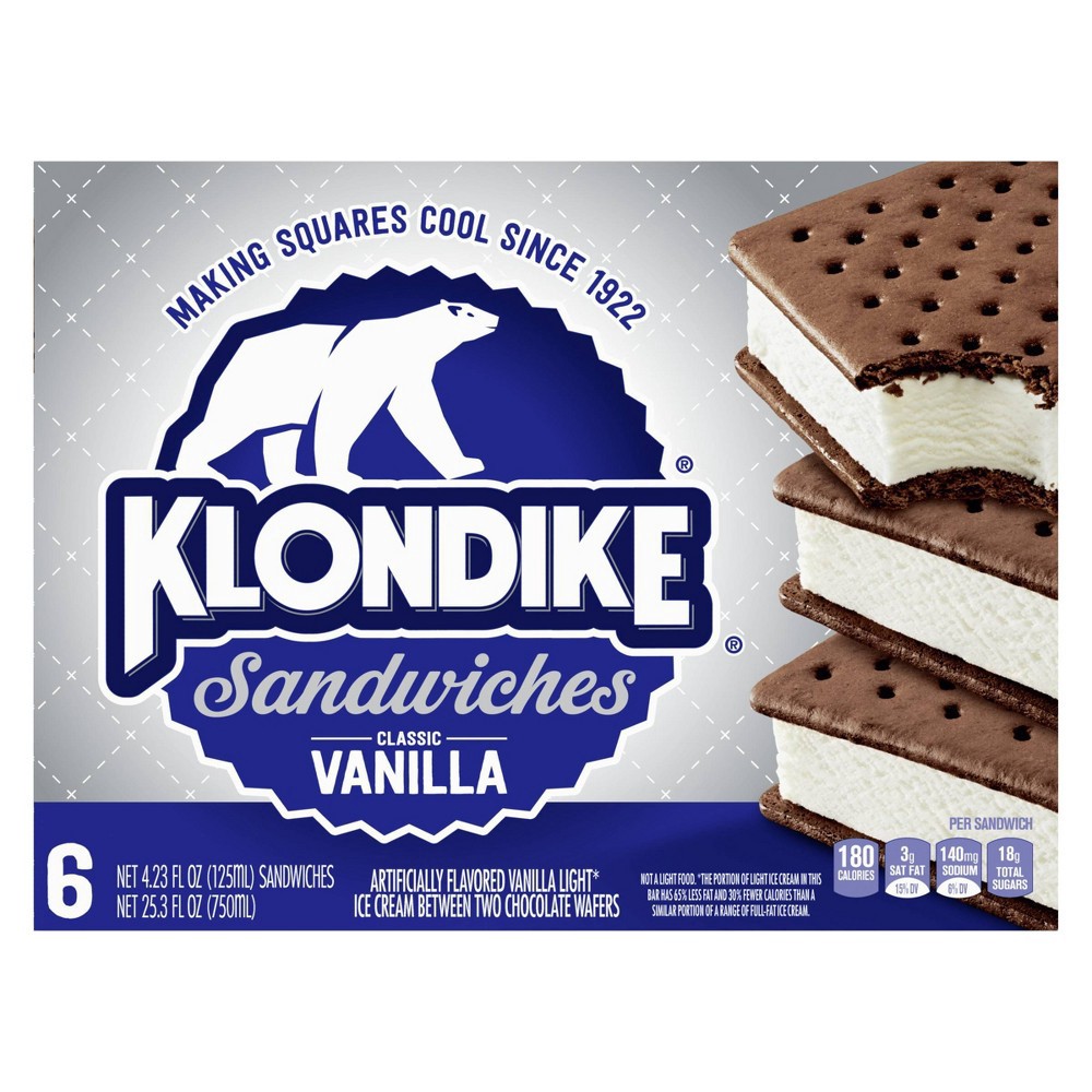 slide 7 of 7, Klondike Vanilla Ice Cream Sandwiches, 6 ct; 4.23 oz