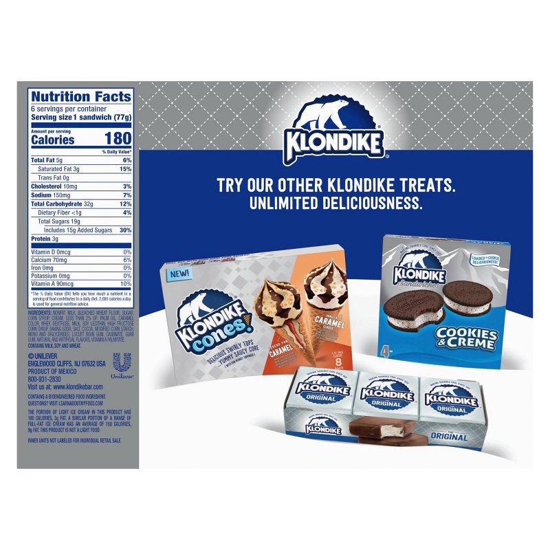 slide 3 of 7, Klondike Vanilla Ice Cream Sandwich - 6pk/25.36 fl oz, 6 ct, 25.36 fl oz