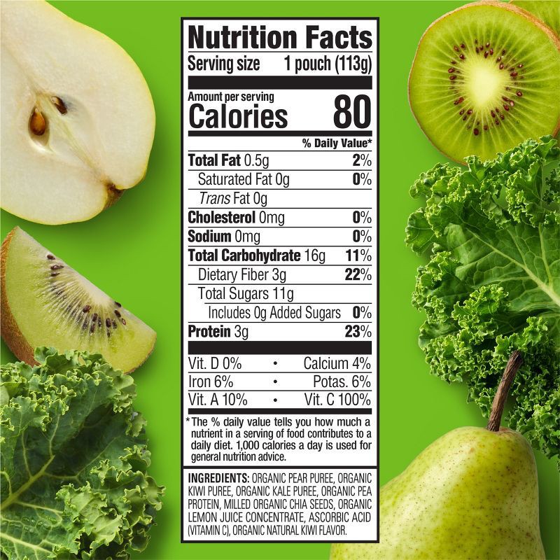 slide 6 of 9, Happy Baby HappyTot Fiber & Protein Organic Pears Kiwi & Kale Baby Food Pouch - 4oz, 4 oz