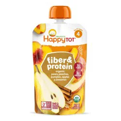 Happy Baby HappyTot Fiber & Protein Organic Pears Apples Peaches Pumpkin with Cinnamon Baby Food Pouch - 4oz