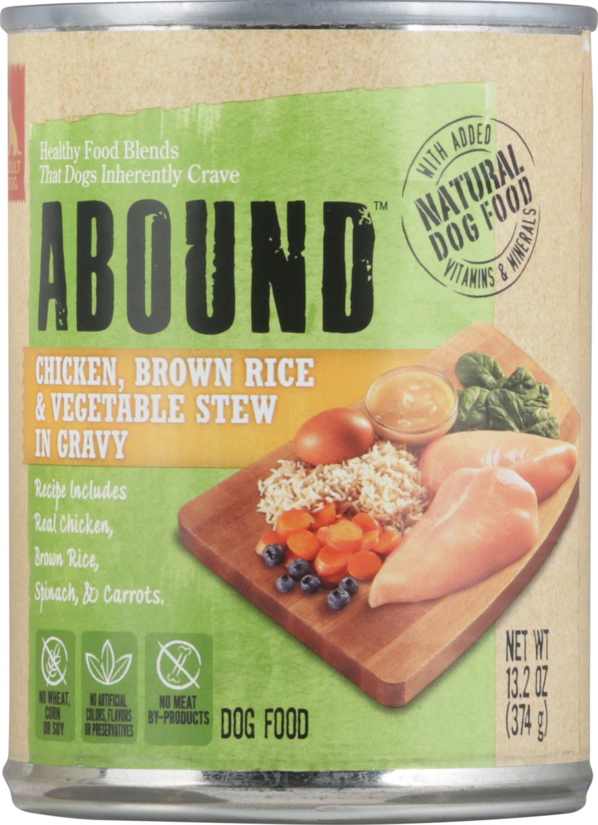 slide 6 of 9, Abound Chicken, Brown Rice & Vegetable Stew In Gravy Dog Food 13.2 oz Can, 13.2 oz