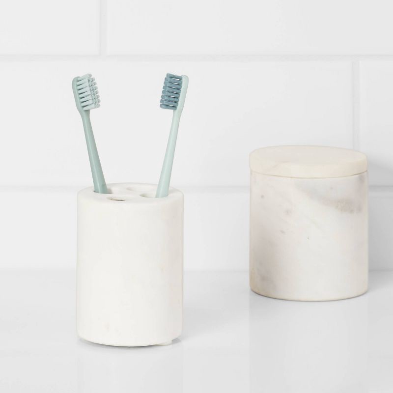 slide 2 of 4, Marble Toothbrush Holder White - Threshold™, 1 ct