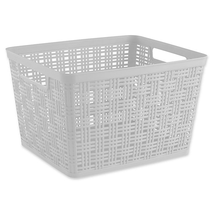 slide 1 of 1, Starplast Plastic Wicker Large Storage Basket - White, 1 ct