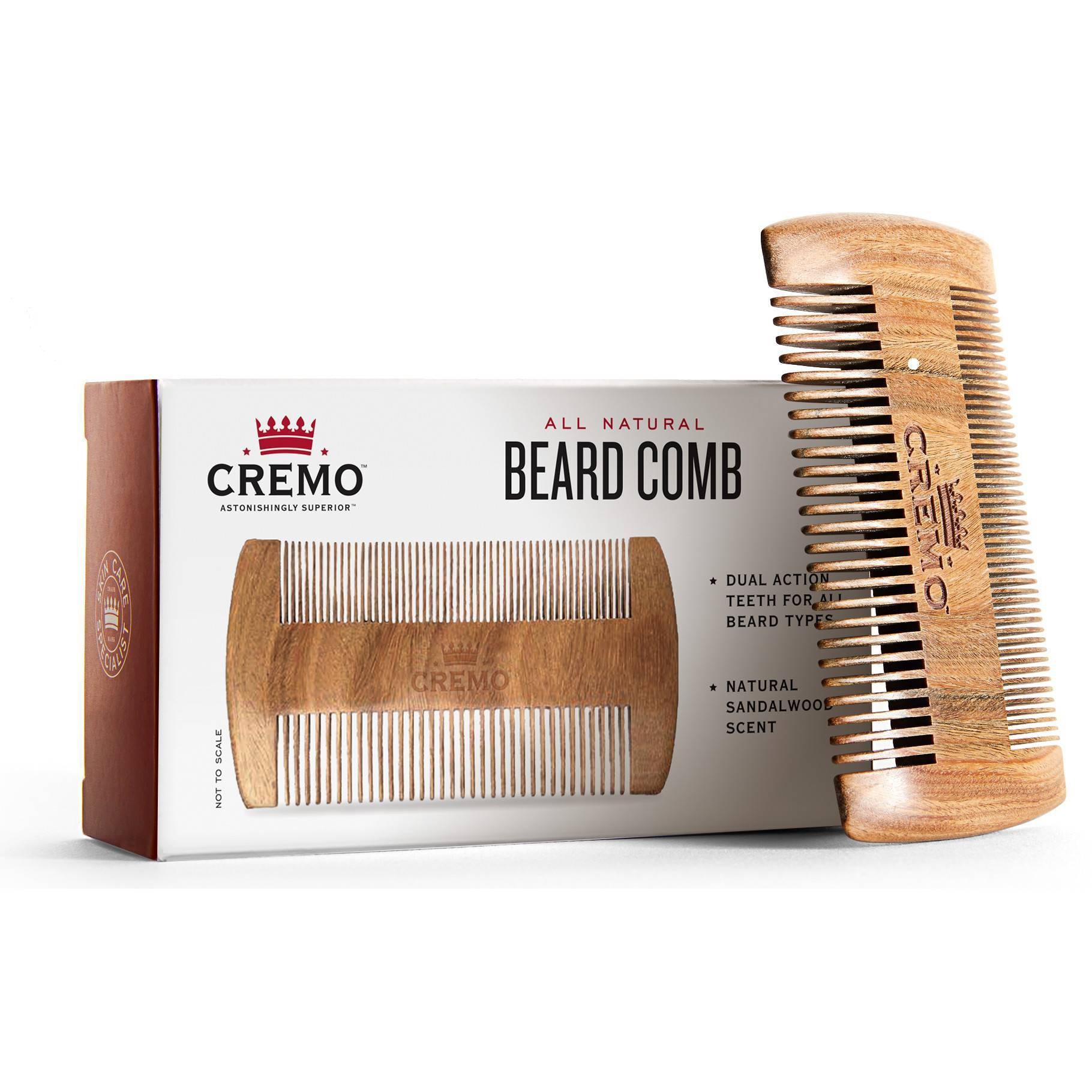 slide 1 of 5, Cremo Premium Dual-Sided Sandalwood Beard Comb - Static & Snag Free - 1ct, 1 ct