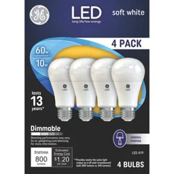 GE Household Lighting GE 4pk 60W A19 Light Bulbs Soft White