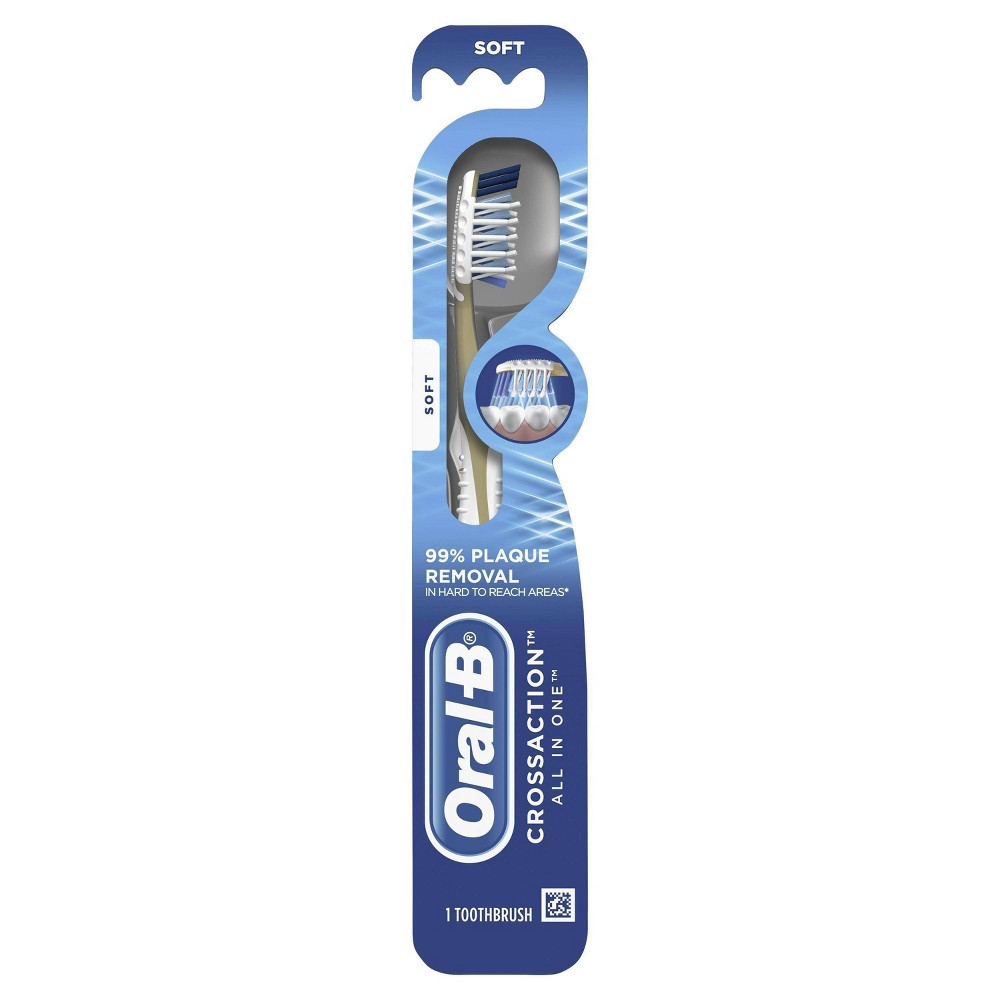 slide 2 of 8, Oral-B Cross Action All In One Toothbrush, Soft, 1 ct