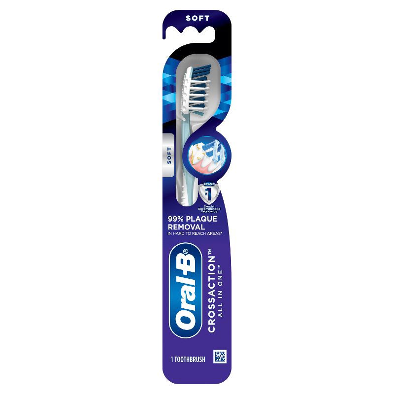 slide 1 of 10, Oral-B CrossAction All In One Toothbrush, Deep Plaque Removal, Soft - 1ct, 1 ct
