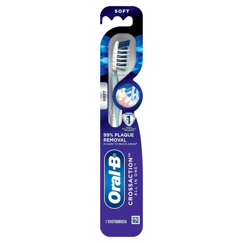 slide 1 of 15, Oral-B CrossAction All In One Toothbrush, Deep Plaque Removal, Soft - 1ct, 1 ct