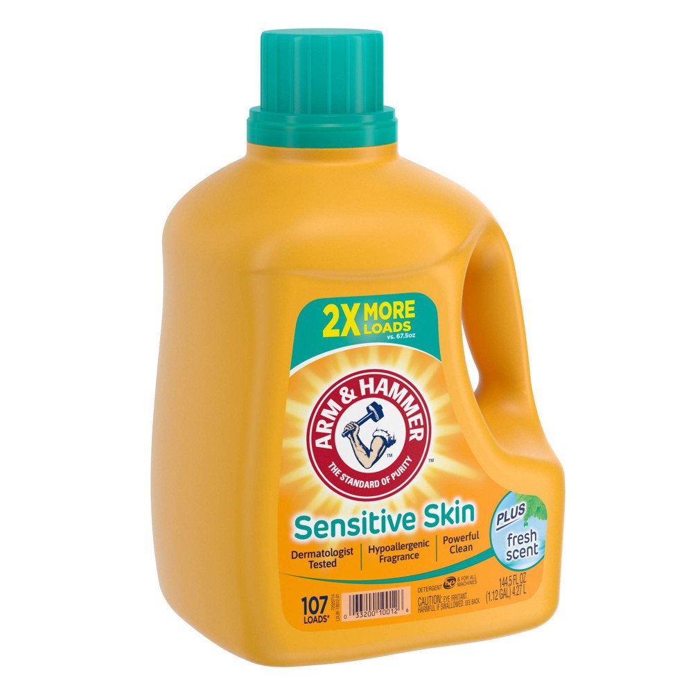 slide 3 of 17, Arm & Hammer Liquid Laundry Detergent for Sensitive Skin plus Skin-Friendly Fresh Scent - 144.5 fl oz, 144.5 fl oz