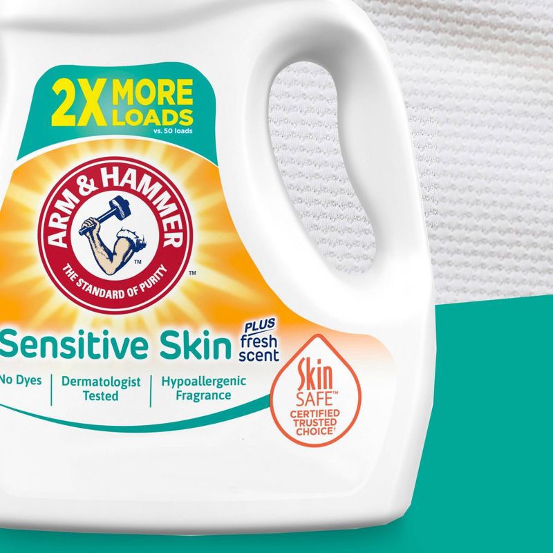 slide 3 of 7, Arm & Hammer Liquid Laundry Detergent for Sensitive Skin plus Skin-Friendly Fresh Scent - 105 fl oz, 105 fl oz