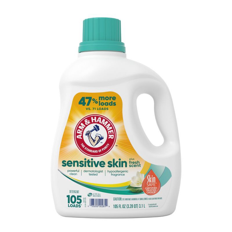 slide 1 of 10, Arm & Hammer Hypoallergenic Fresh Scent for Sensitive Skin HE Liquid Laundry Detergent 105 Loads - 105 fl oz, 105 fl oz