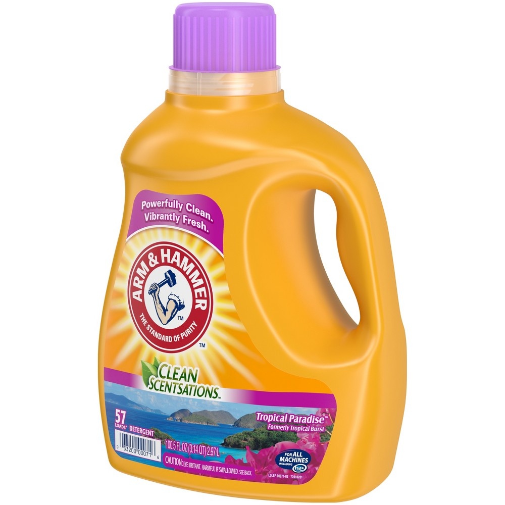 slide 4 of 4, Arm & Hammer Clean Scentsations Tropical Paradise Liquid Laundry Detergent, 100.5 fl oz