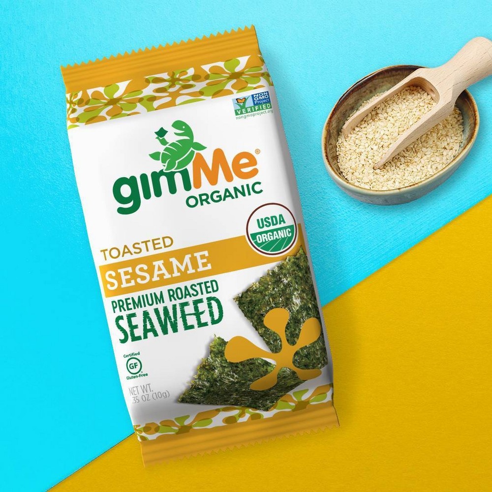 slide 2 of 3, GimMe Organic Roasted Seaweed Snack Sesame, 35 oz