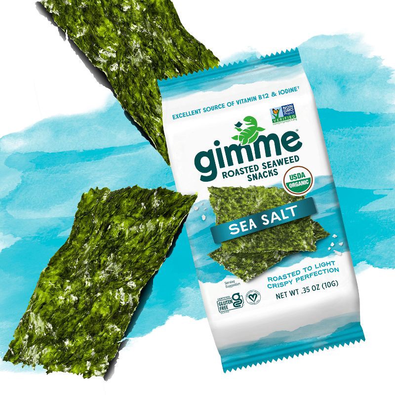 slide 2 of 6, GimMe Organic Roasted Seaweed Snack Sea Salt .35oz, 0.35 oz